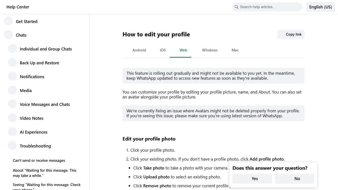 How to edit your profile WhatsApp Help Center